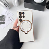 Plating Samsung Cases with Magnetic Ring Holder Cover - CaseShoppe Samsung A12 4G / White