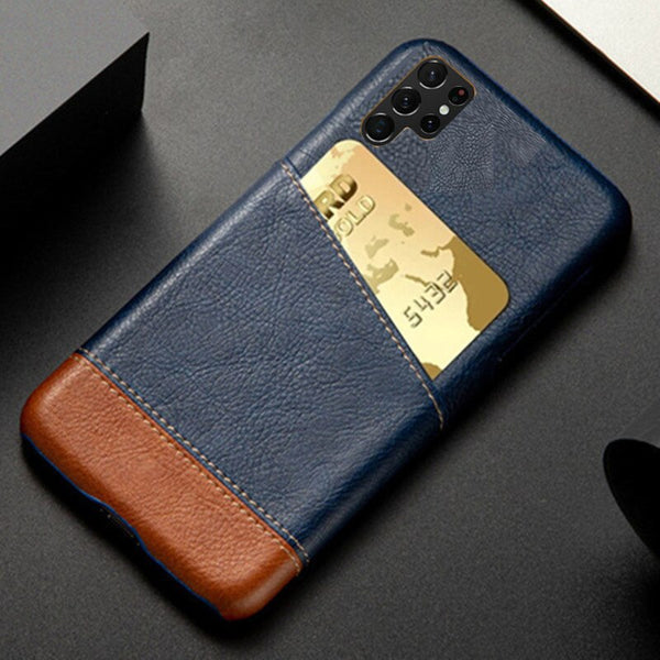 Luxury Slim Wallet Samsung Galaxy Cases - CaseShoppe For Samsung S23 Ultra / Blue-Brown