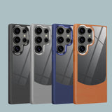 Splicing Leather Texture Clear Samsung Ultra cases