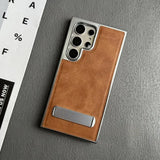 S25 Ultra Business Plating Leather Samsung Cases