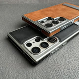 S25 Ultra Business Plating Leather Samsung Cases