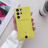 Liquid Silicone Samsung Galaxy Cases with Wallet - CaseShoppe For Samsung S23 Ultra / Yellow
