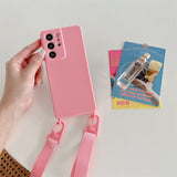 Shockproof Crossbody Lanyard Samsung Cases - CaseShoppe Samsung S23 Ultra / Pink