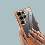 Splicing Leather Texture Clear Samsung Ultra cases