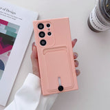 Liquid Silicone Samsung Galaxy Cases with Wallet - CaseShoppe For Samsung S23 Ultra / Pink