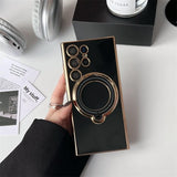 Plating Samsung Cases with Magnetic Ring Holder Cover - CaseShoppe Samsung A12 4G / Black