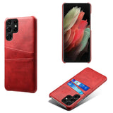 Dual Credit Card Slots Leather Samsung Cases - CaseShoppe Samsung S22 Ultra / Red