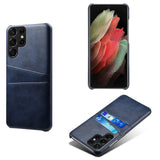 Dual Credit Card Slots Leather Samsung Cases - CaseShoppe Samsung S22 Ultra / Navy Blue