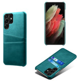 Dual Credit Card Slots Leather Samsung Cases - CaseShoppe Samsung S22 Ultra / Green