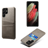 Dual Credit Card Slots Leather Samsung Cases - CaseShoppe Samsung S22 Ultra / Gray