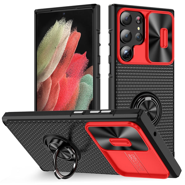 Luxury Armor Samsung Cases with Slider Camera - CaseShoppe Samsung S23 Ultra / Black Red