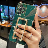 Crystal Square Holder Plating Samsung Cases - CaseShoppe Samsung S22 Ultra / Dark Green / Case And Holder