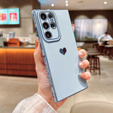 Fashionable Heart Plating Samsung Cases - CaseShoppe For Samsung S22 Ultra / Sierra Blue