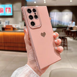 Fashionable Heart Plating Samsung Cases - CaseShoppe For Samsung S22 Ultra / Pink