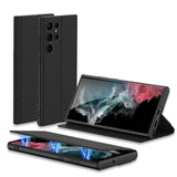 Flip Cover Leather Samsung S23 Cases - CaseShoppe Samsung Galaxy S23 / Fiber Pattern