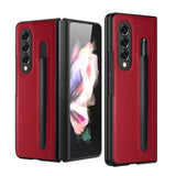 Fashionable Leather Samsung Z Fold Case with Pen Slot - CaseShoppe Red