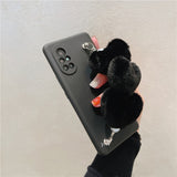 Plush Heart Samsung Case with Bracelet - CaseShoppe For Samsung S21 Ultra / Black