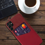 Stylish Leather Card Slot Samsung Cases - CaseShoppe Samsung Galaxy S22 Ultra / Red