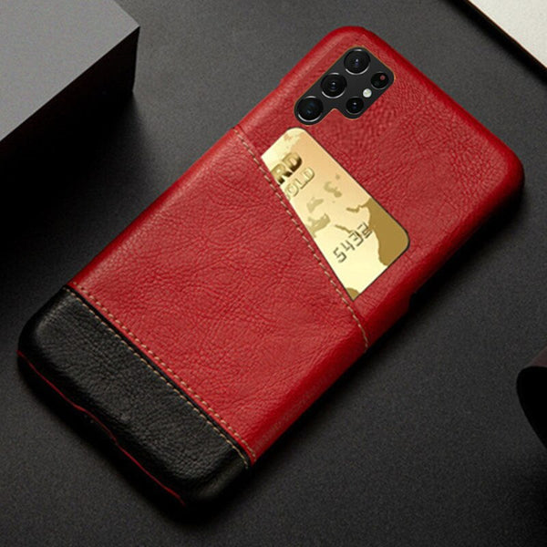 Luxury Slim Wallet Samsung Galaxy Cases - CaseShoppe For Samsung S23 Ultra / Red-Black