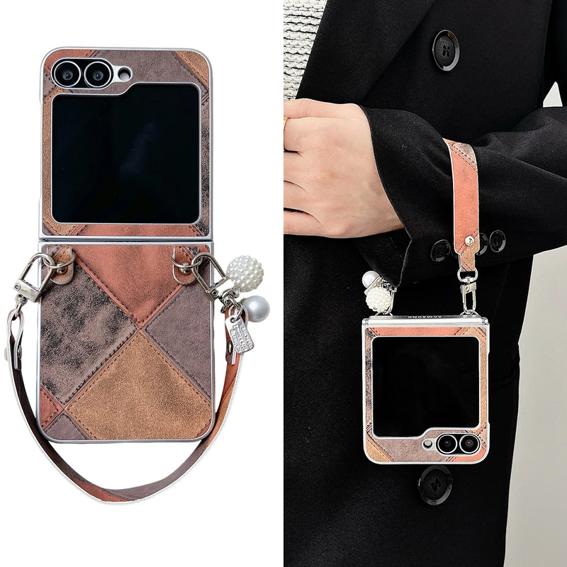 Stitching Leather Bracelet Samsung Galaxy Z Fold Case