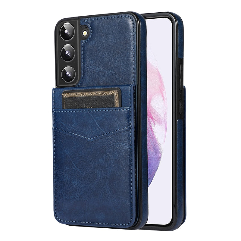 Wallet Card Shock Flip Samsung Galaxy Cases - CaseShoppe For Samsung S23 Ultra / Blue
