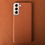 Litchi Texture Samsung Galaxy Cases - CaseShoppe For Samsung S21 / brown