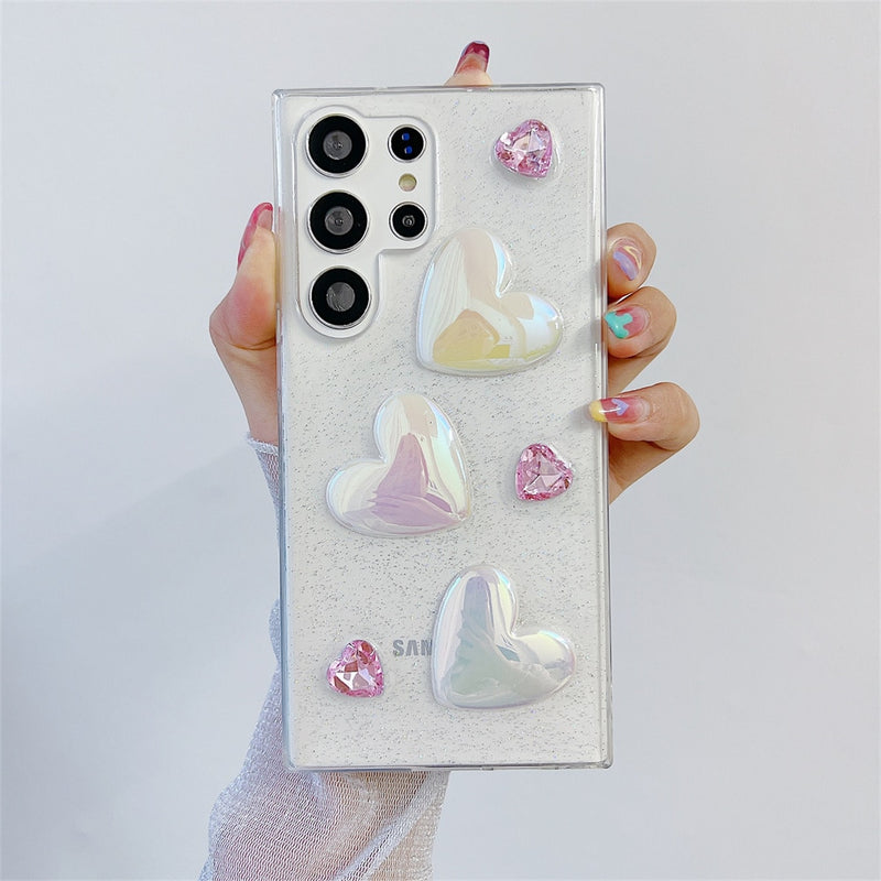 Transparent Laser Love Heart Samsung Cases