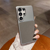 Luxury Matte Metal Litchi Texture Samsung Case