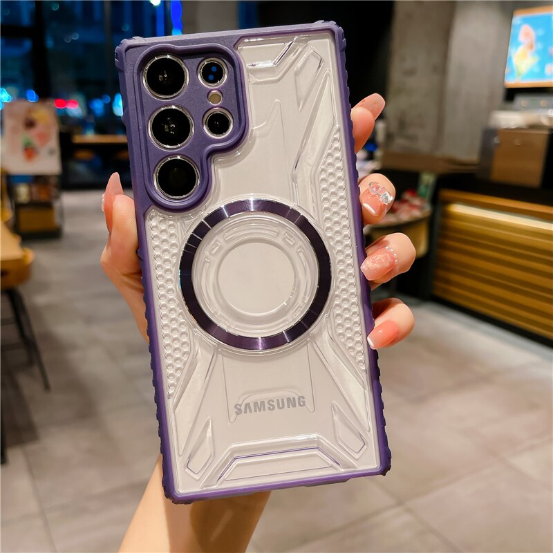 Luxury Clear Shockproof Samsung Galaxy Cases - CaseShoppe For Samsung S23 / Deep Purple