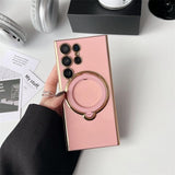 Plating Samsung Cases with Magnetic Ring Holder Cover - CaseShoppe Samsung A12 4G / Pink