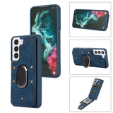 Ring Bracket Samsung Galaxy Leather Wallet Case - CaseShoppe For Samsung S20 / Blue