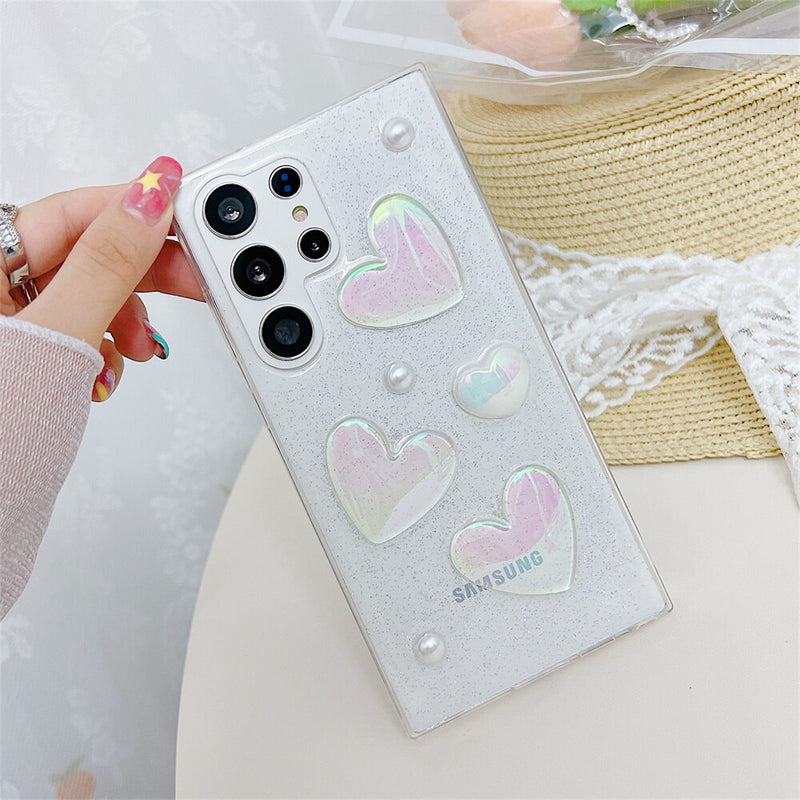 Transparent Laser Love Heart Samsung Cases