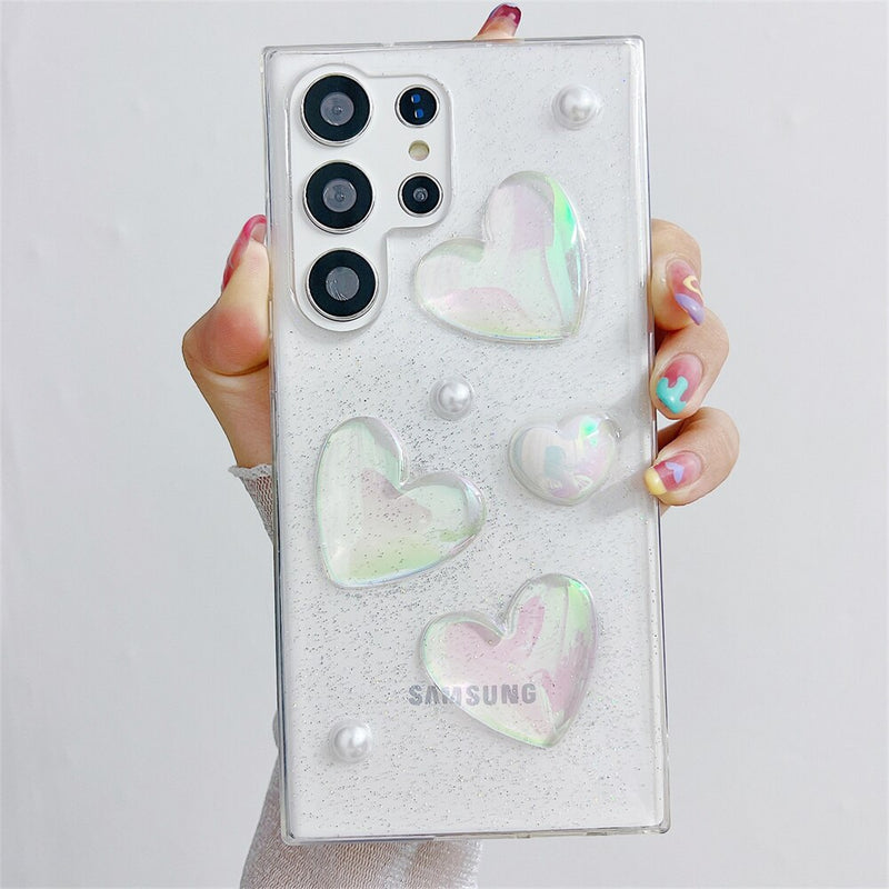 Transparent Laser Love Heart Samsung Cases