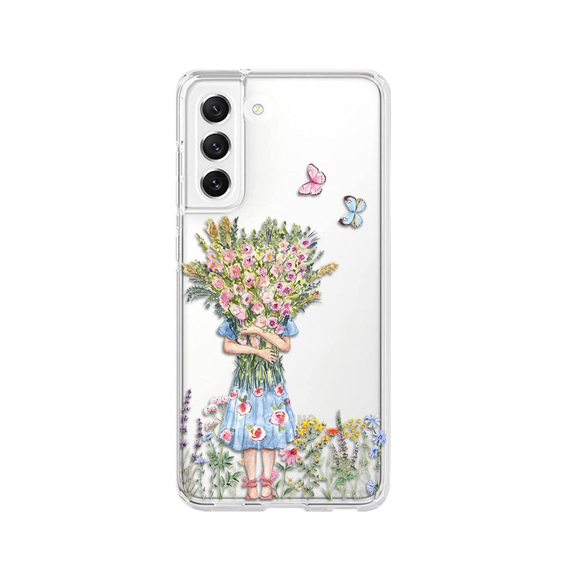 Flower pattern Transparent Samsung Galaxy Cases - CaseShoppe For Samsung S21 Ultra / B