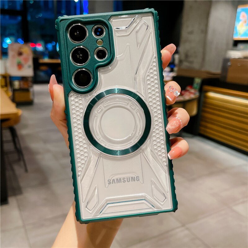Luxury Clear Shockproof Samsung Galaxy Cases - CaseShoppe For Samsung S23 / Dark Green