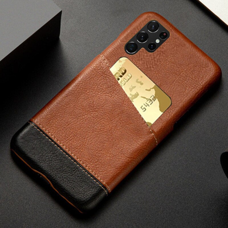 Luxury Slim Wallet Samsung Galaxy Cases - CaseShoppe For Samsung S23 Ultra / Brown-Black