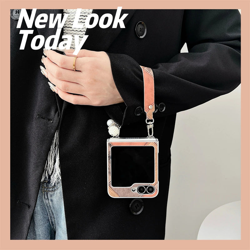 Stitching Leather Bracelet Samsung Galaxy Z Fold Case
