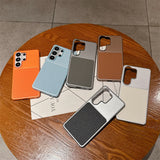 Luxury Matte Metal Litchi Texture Samsung Case