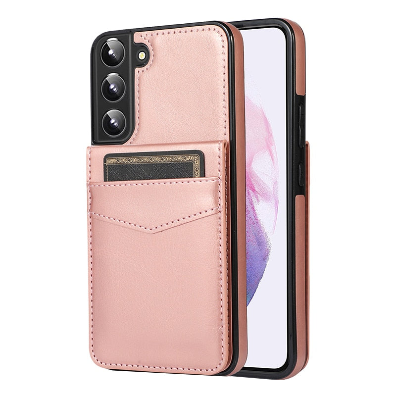 Wallet Card Shock Flip Samsung Galaxy Cases - CaseShoppe For Samsung S23 Ultra / Rose Gold