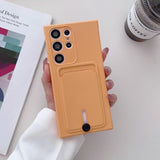 Liquid Silicone Samsung Galaxy Cases with Wallet - CaseShoppe For Samsung S23 Ultra / Orange