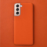 Litchi Texture Samsung Galaxy Cases - CaseShoppe For Samsung S23 Ultra / Orange