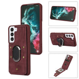 Ring Bracket Samsung Galaxy Leather Wallet Case - CaseShoppe For Samsung S20 / Wine Red