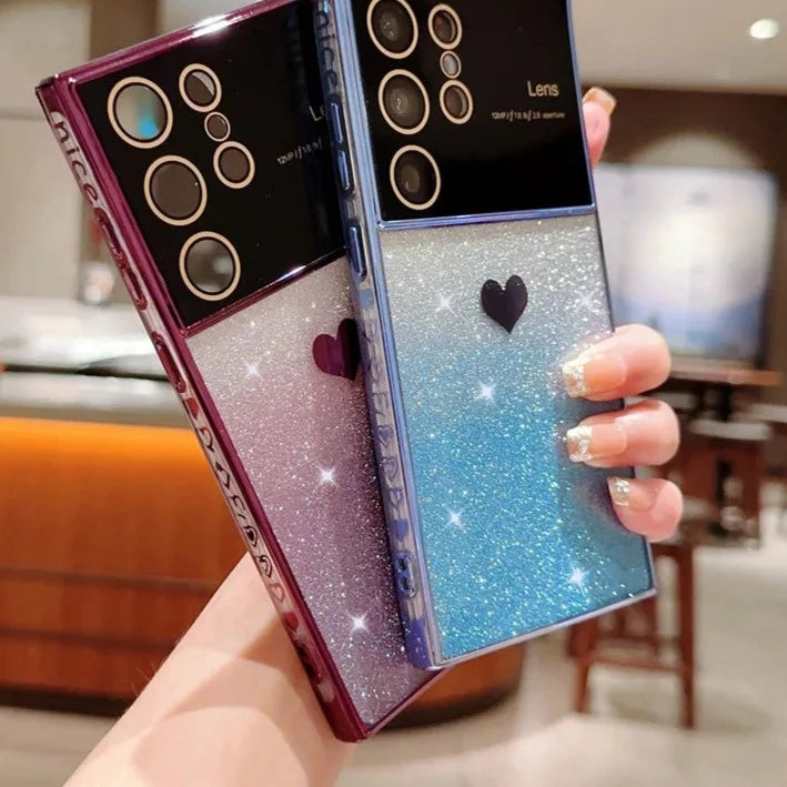 Cute Heart Bling Glitter Samsung Case