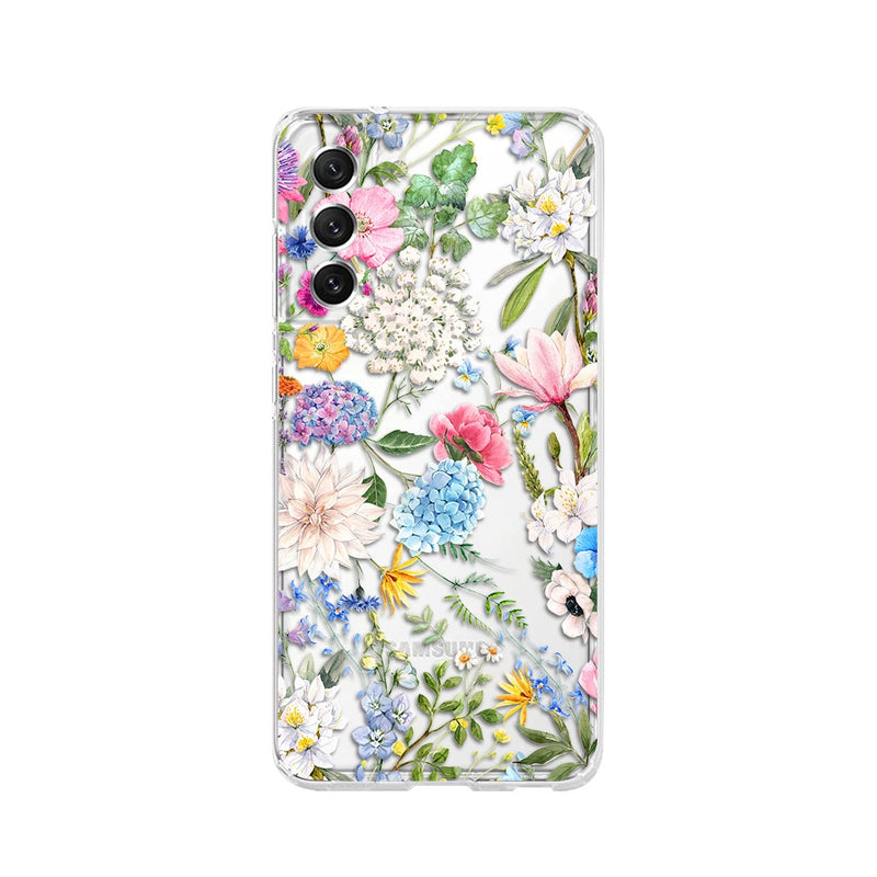 Flower pattern Transparent Samsung Galaxy Cases - CaseShoppe For Samsung S21 Ultra / D