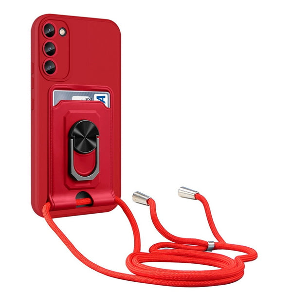Magnetic Samsung Galaxy Cases with Lanyard Wallet - CaseShoppe For Samsung S23 / Red