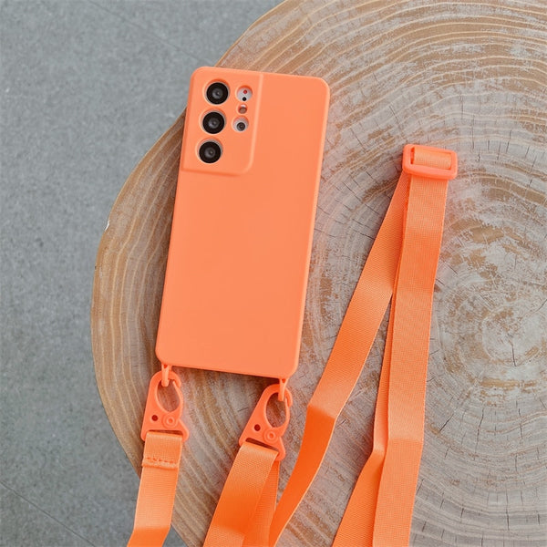 Shockproof Crossbody Lanyard Samsung Cases - CaseShoppe Samsung S23 Ultra / Orange