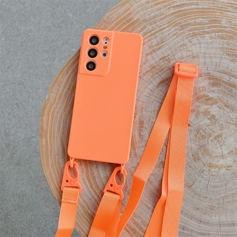 Shockproof Crossbody Lanyard Samsung Cases - CaseShoppe Samsung A72 / Orange