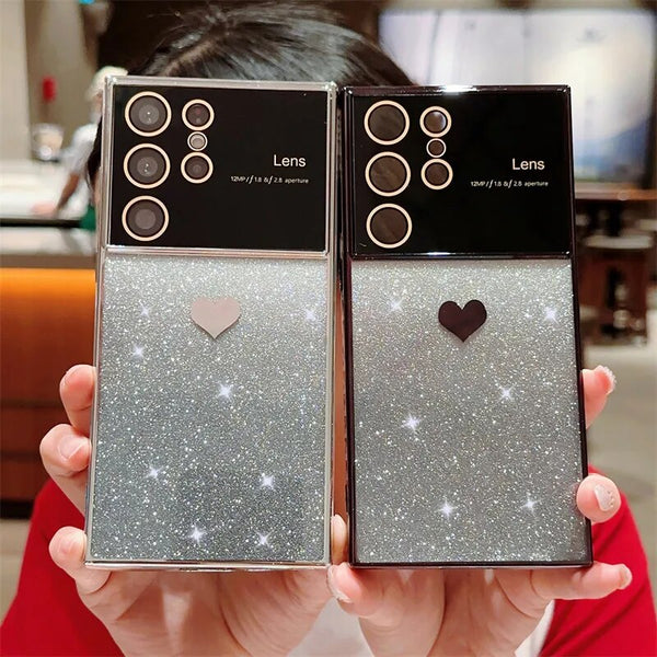 Cute Heart Bling Glitter Samsung Case