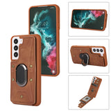 Ring Bracket Samsung Galaxy Leather Wallet Case - CaseShoppe For Samsung S20 / Brown