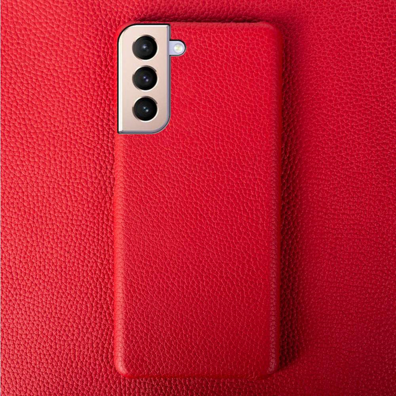 Litchi Texture Samsung Galaxy Cases - CaseShoppe For Samsung S21 / Red